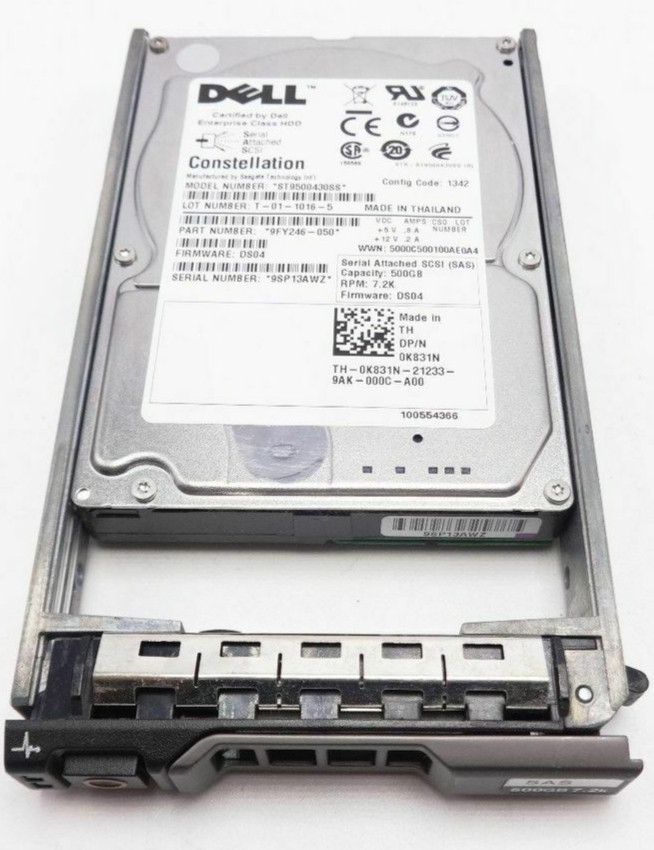 Dell 500GB 7.2K SAS 6Gb/s 2.5" SFF Enterprise HDD K831N 0K831N ST9500430SS