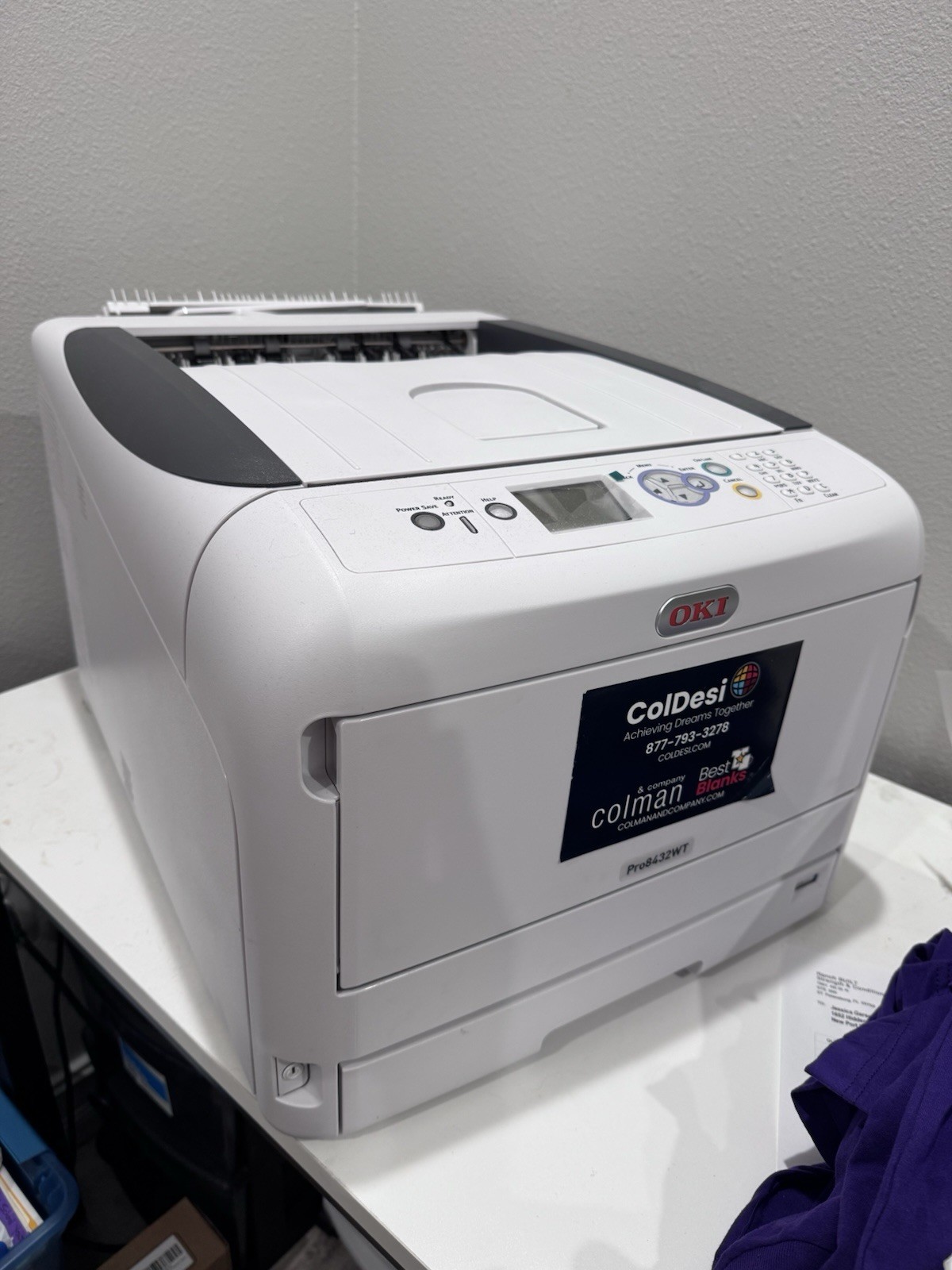 OKI PRO 8432WT Printer Digital Heat FX White Toner LED Printer with Inks & Drum