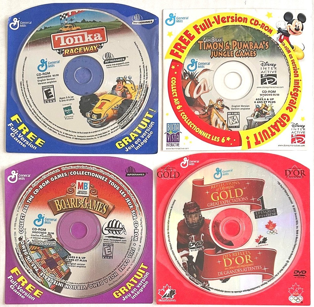 Vintage General Mills CD-ROM Lot Sealed Tonka Disney MB 90s Promo (4)