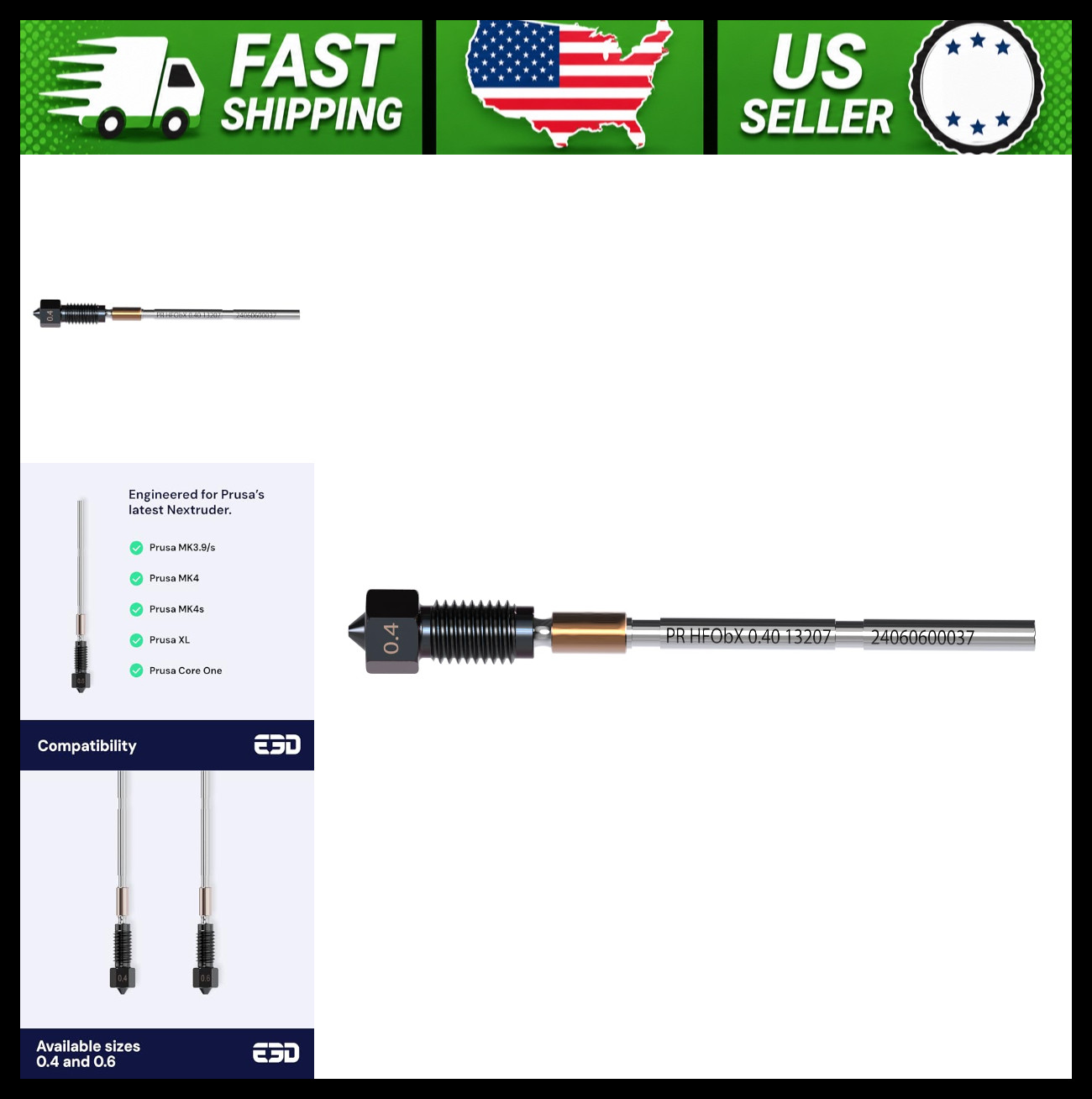 Genuine E3D ObXidian High Flow 0.4mm Nozzle for Prusa 3D Printer