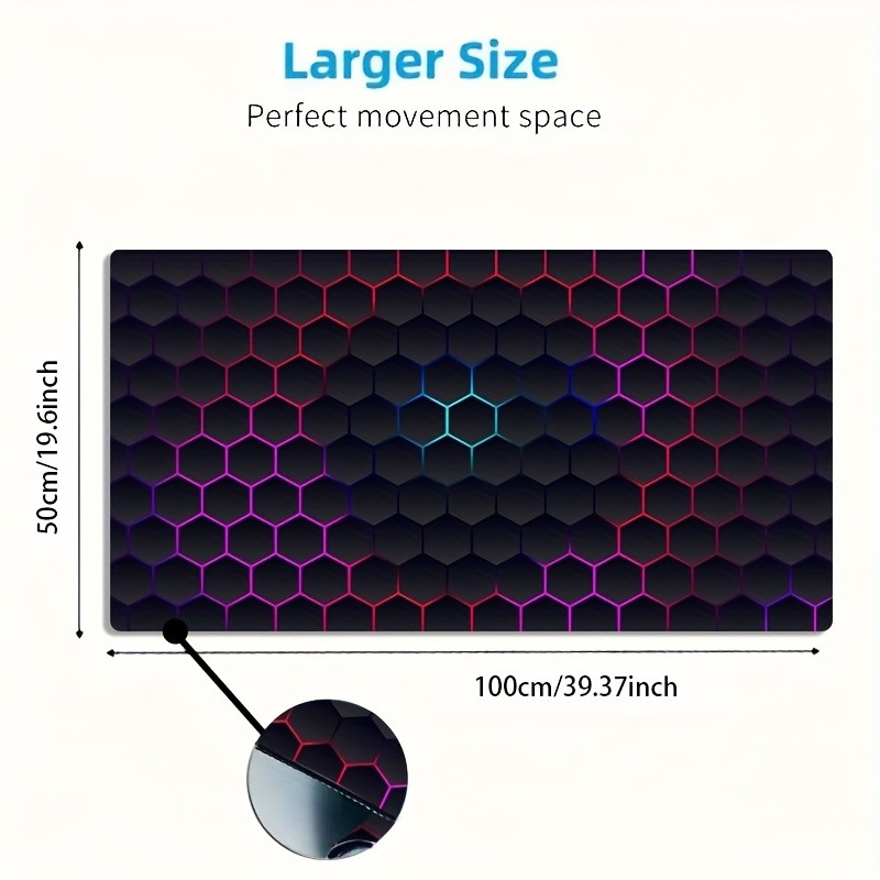 1 Large-Sized Esports Gaming Mouse Pad | Colorful Hexagonal Geometric Pattern,
