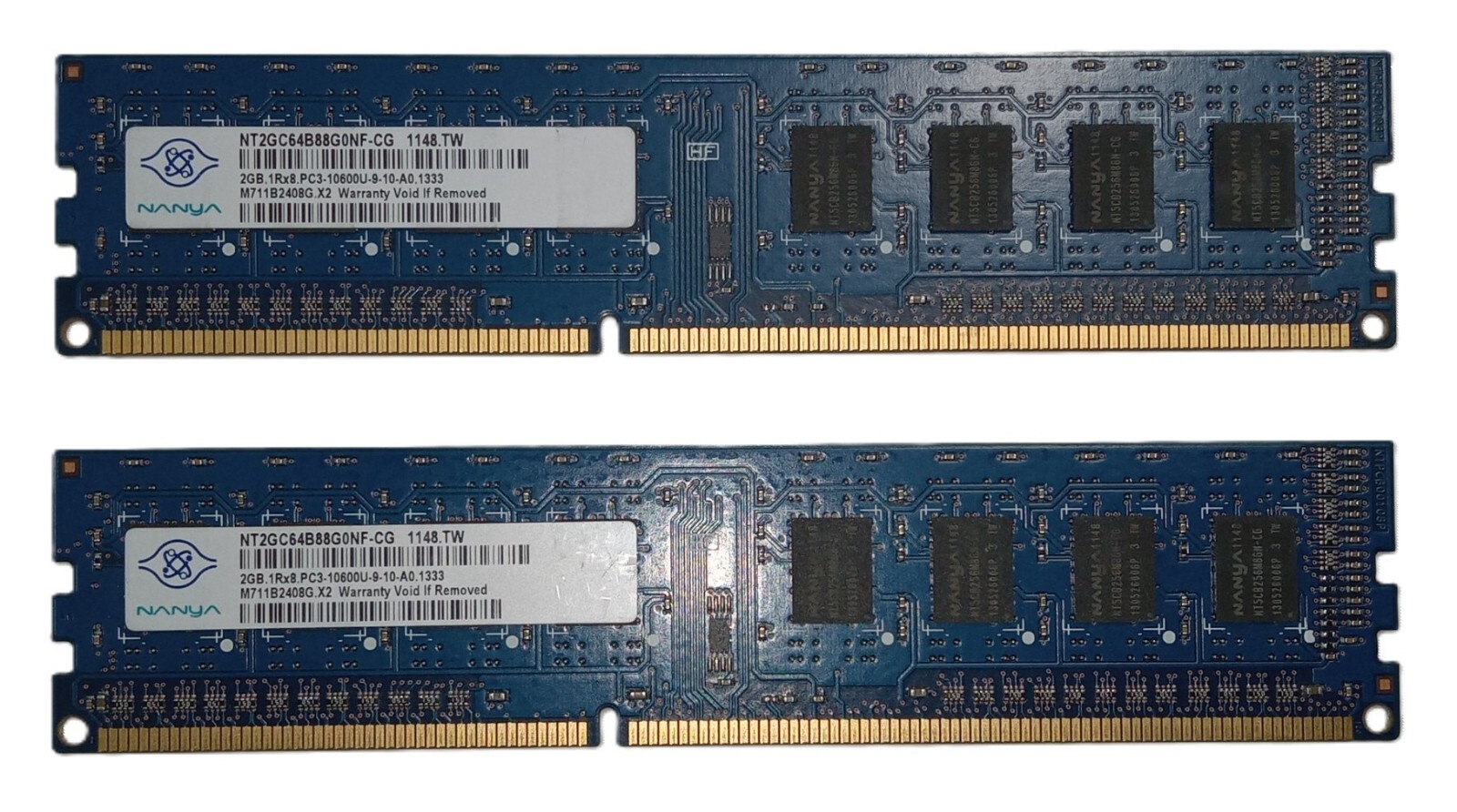 4GB - (2x2GB) NANYA 1RX8 PC3-10600U 9-10-A0 1333 DESKTOP MEMORY RAM
