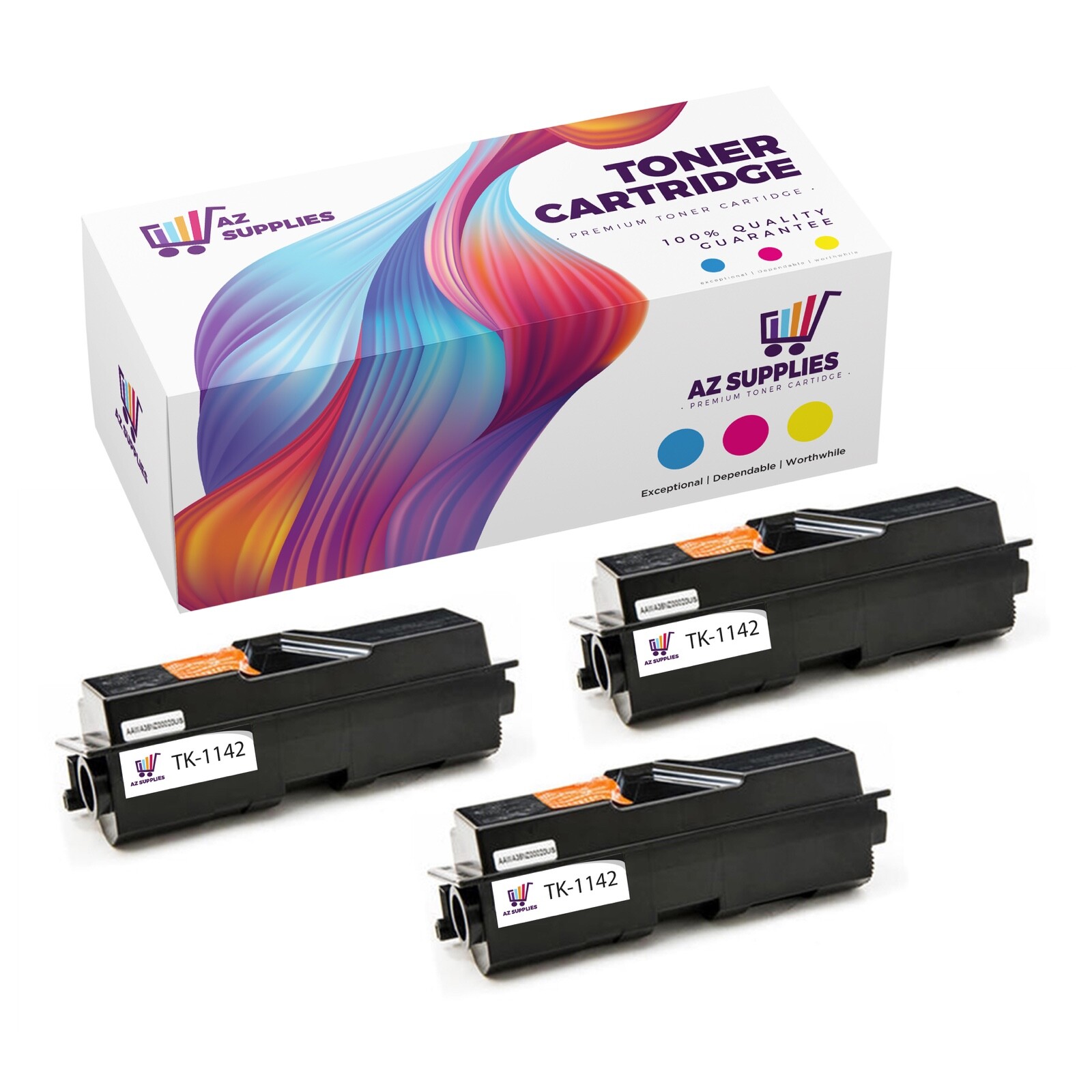 Kyocera Mita Compatible Toner for TK-1142 1T02ML0US0 FS-1035 MFP Black 3 Pack