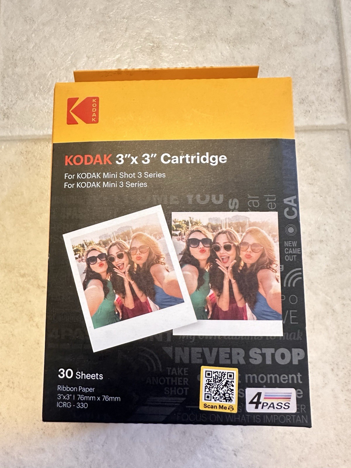 Kodak Instant Print 3x3 Inch Cartridge, 30 Sheets for Mini Shot 3 Series