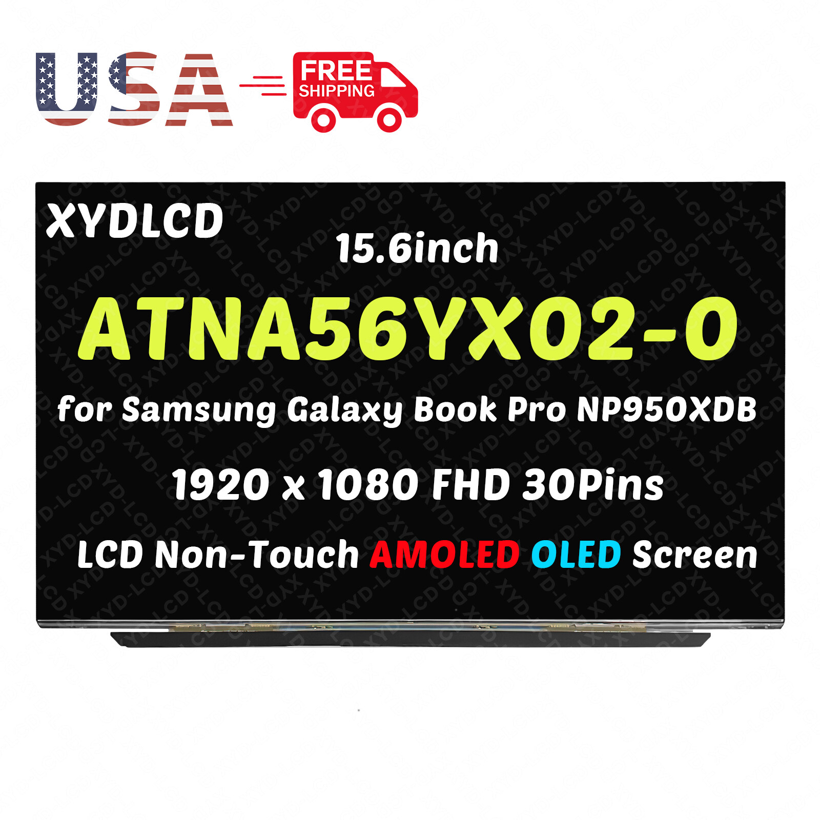 15.6in ATNA56YX02-0 for Samsung NP950XED-KA1SE NP950XED-KA1US LCD OLED Screen
