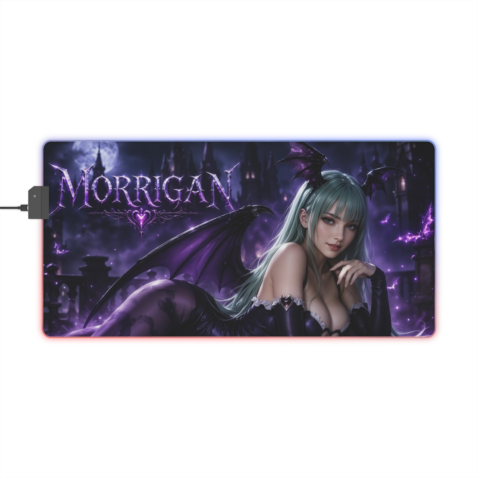 PC Gamer Desk Mat Morrigan RGB LED Mouse Pad Gaming Playmat Room Decor