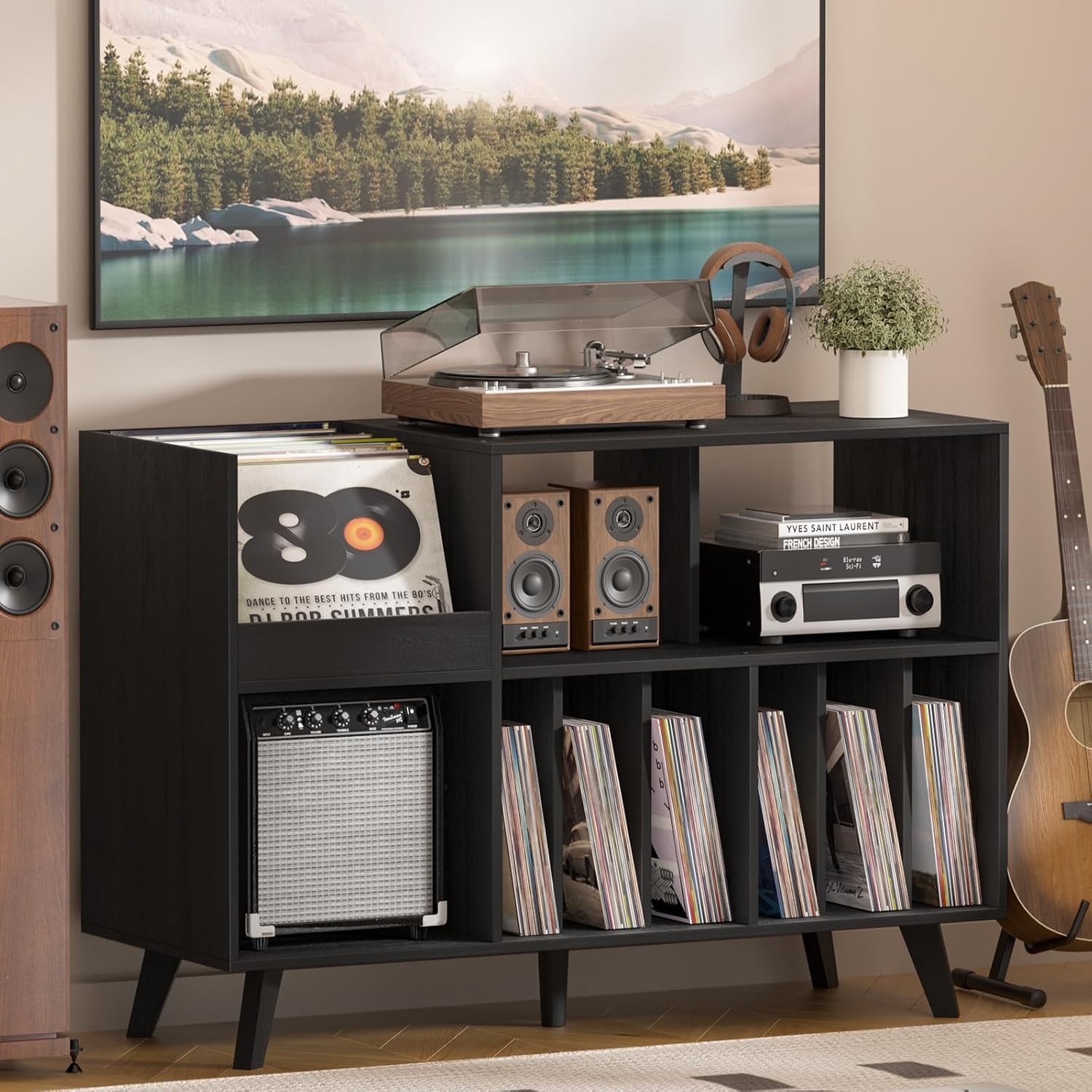 Record Player Stand with Storage Vinyl Record Table for Music Living Room