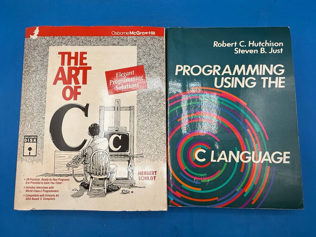 Lot of 2 Vintage C Programming Books Schildt Hutchison McGraw-Hill RE