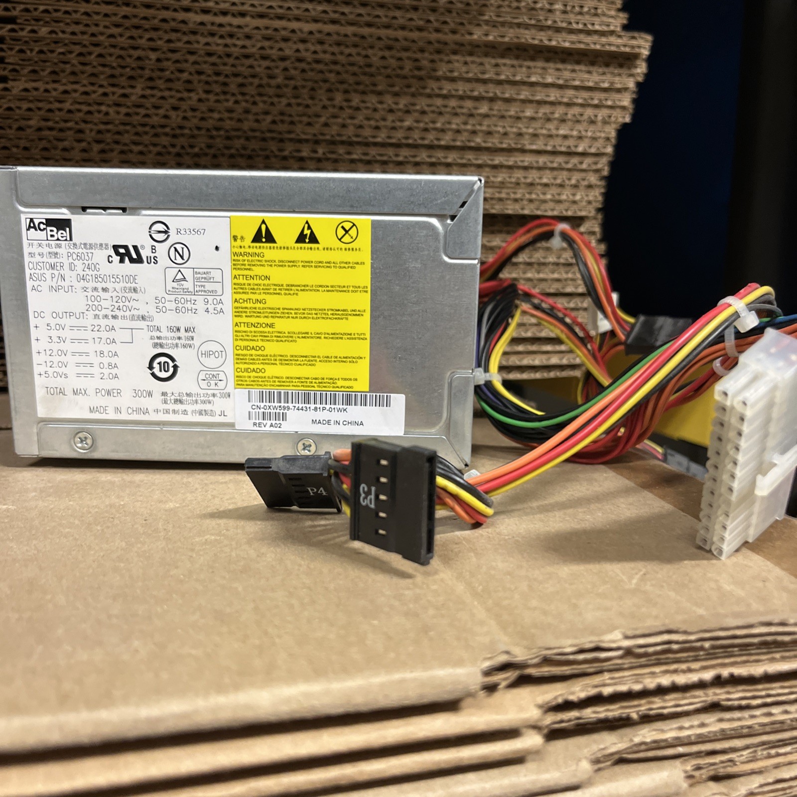 AcBel PC6037 300W Power Supply Asus 04G185015510DE Dell Inspiron 530