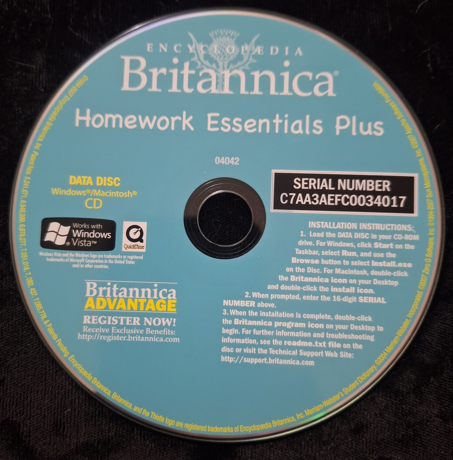 Encyclopedia Britannica Homework Essentials  Plus CD-Data Disc-Win/Mac-04042 NEW