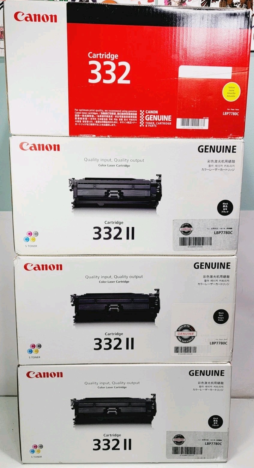 Canon 332II Lot4Toner Cartridge Black Laser High Yield 6264B012 for LBP7780C New