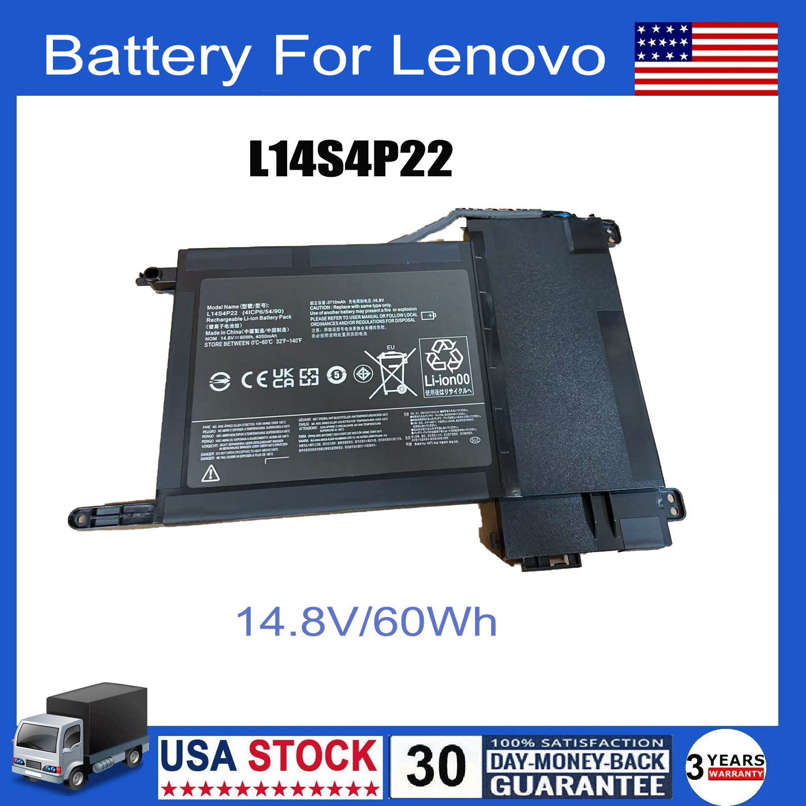 New L14M4P23 L14S4P22 Battery for Lenovo IdeaPad Y701 Y700-14ISK Y700-15ISK US