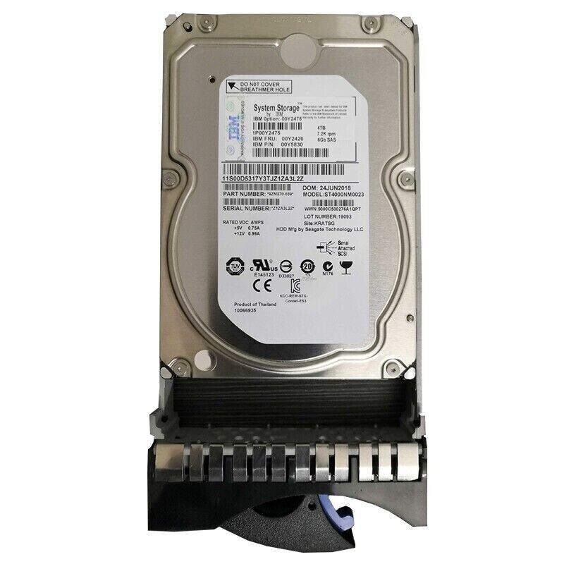 00MJ129 FOR IBM 00Y2426 00Y2475 4T SAS 7.2K 3.5 V3700 Hard Drive HDD NEW