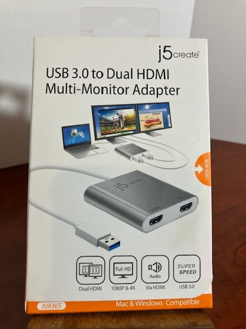 j5create JUA365 USB 3.0 to Dual HDMI Multi-Monitor Adapter 4K NEW SEALED