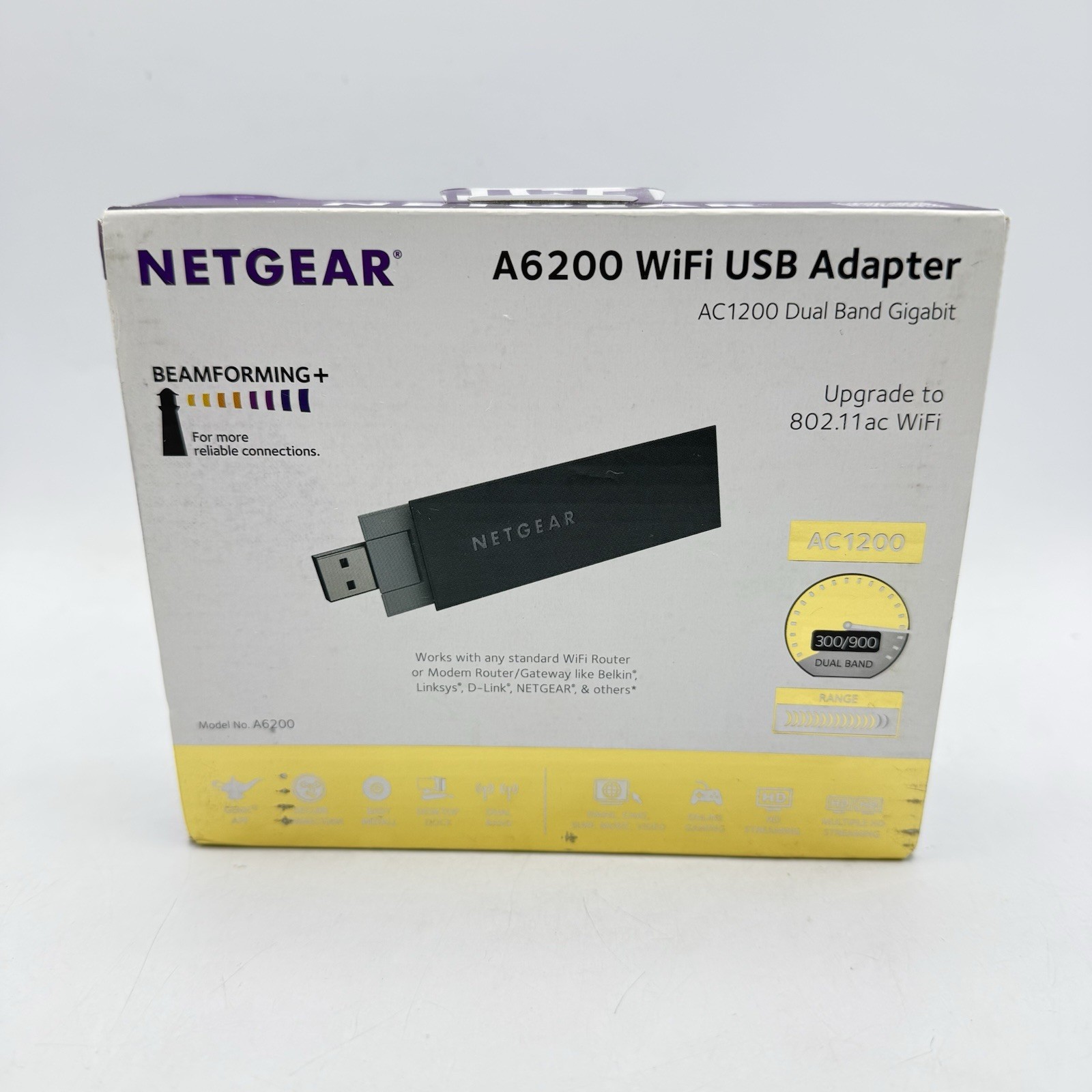 Netgear A6200 WiFi USB Adapter AC1200 Dual Band Gigabit SEALED NEW