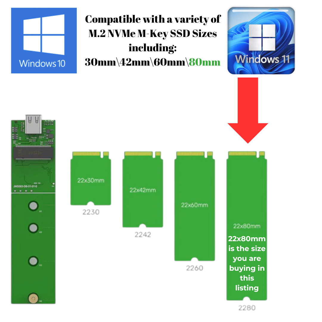 M.2 SSD 256GB NVME with Windows 11 or 10 UEFI 64 Installed 2280