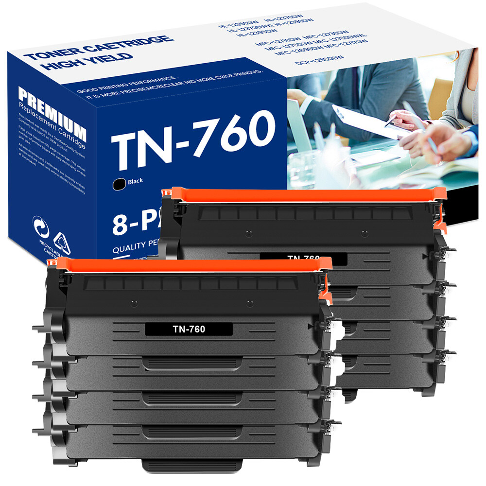 8x Toner Cartridges for Brother TN760 HL-L2370DW L2370DWXL MFC-L2750DW Printer