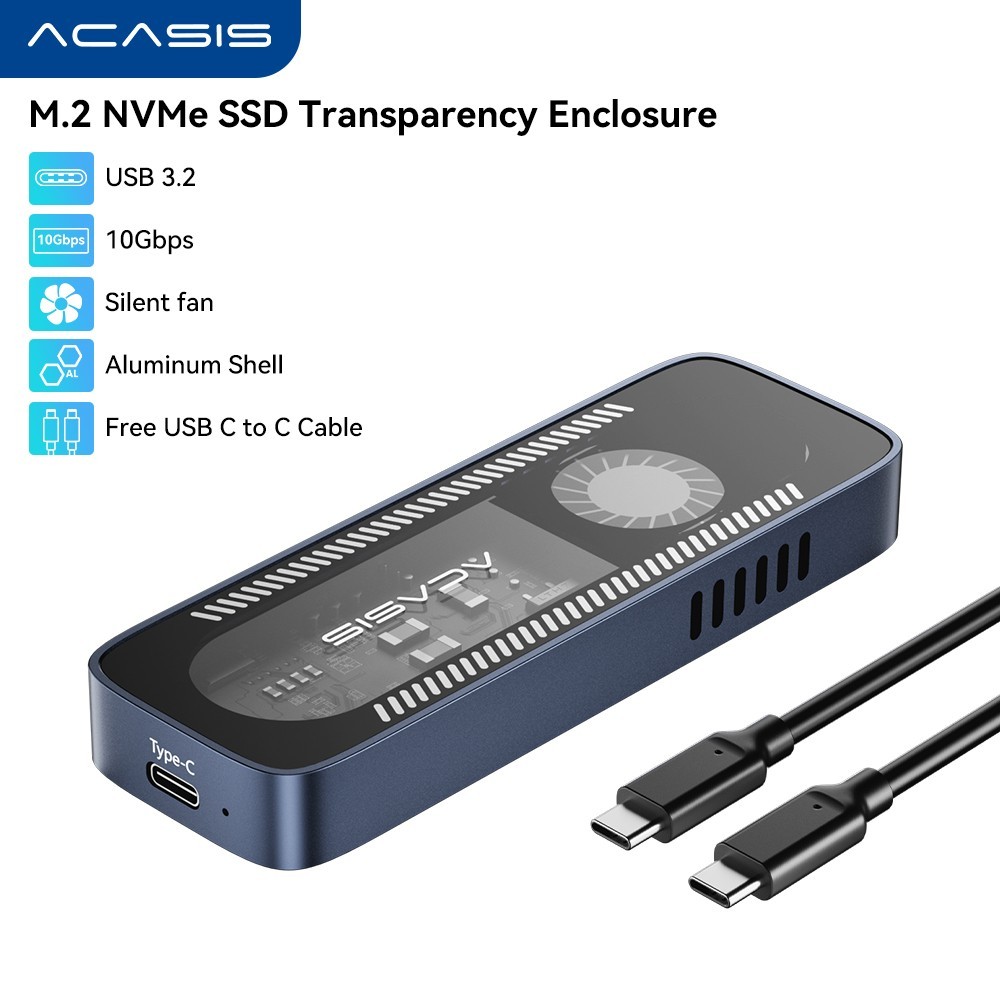ACASIS 10Gbps USB 3.1 M.2 NVMe SSD Enclosure Built-in Fan Insurance for Data