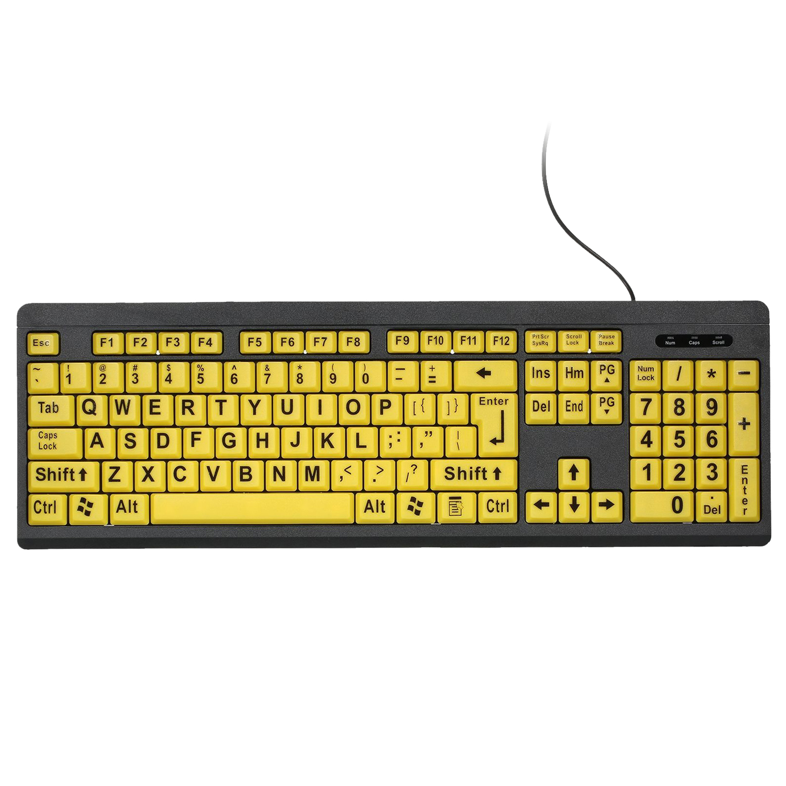 104-Key USB Wired Keyboard Large Print Black Letter for Low Vision Users Seniors