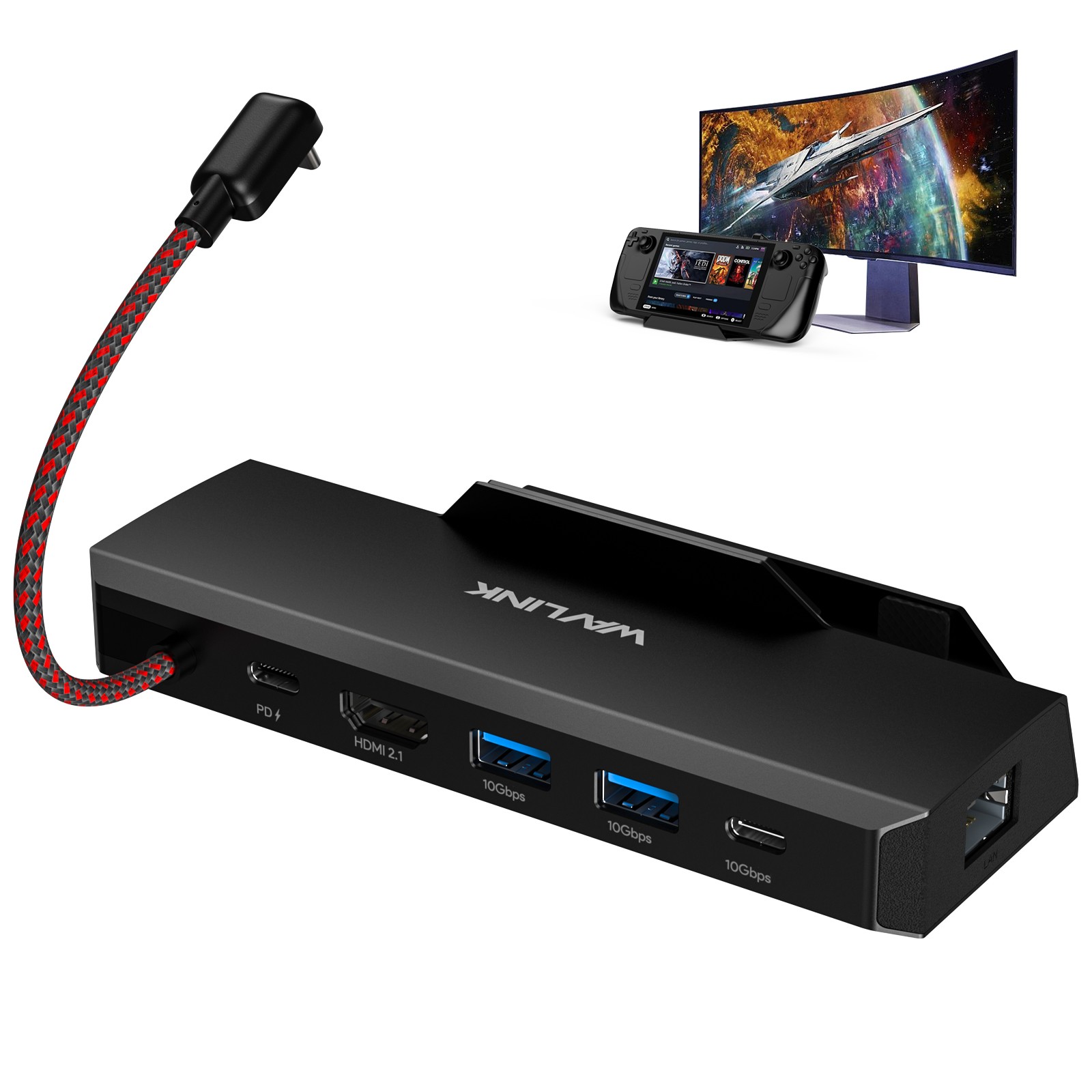 6-in-1 Steam Deck/ROG Dock 4K@144Hz HDMI 2.1 85W PD 10G 3x USB 3.2 Gigabit RJ45