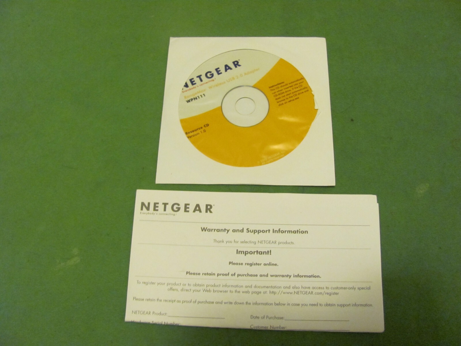 NETGEAR RangeMax Wireless USB 2.0 Adapter WPN111 Resource CD Version 1.0.