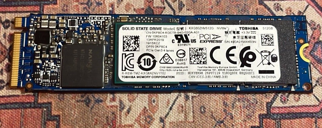 Toshiba XG6 512GB,Internal, M.2 KXG60ZNV512G Solid State Drive 0kp8c4