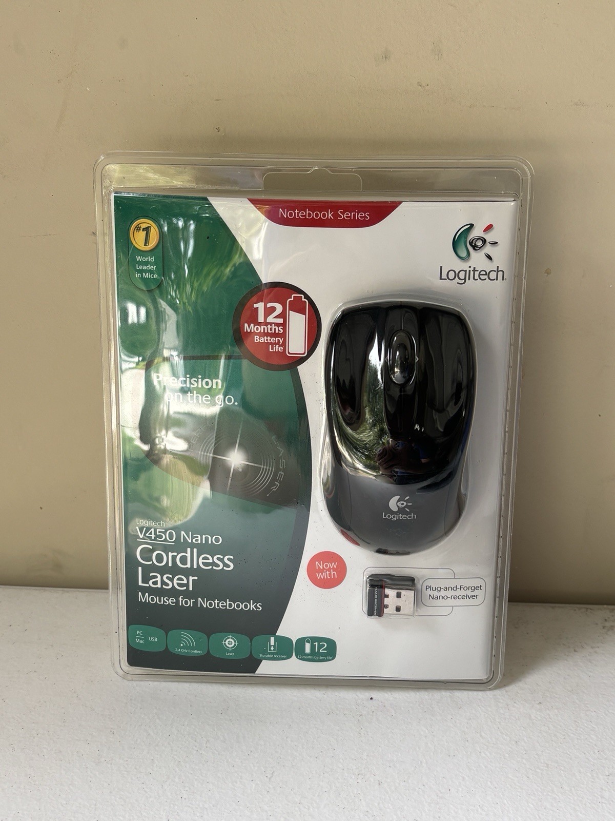 Logitech V450 Nano Cordless Laser PC Computer Mouse for Notebooks NEW SEALED