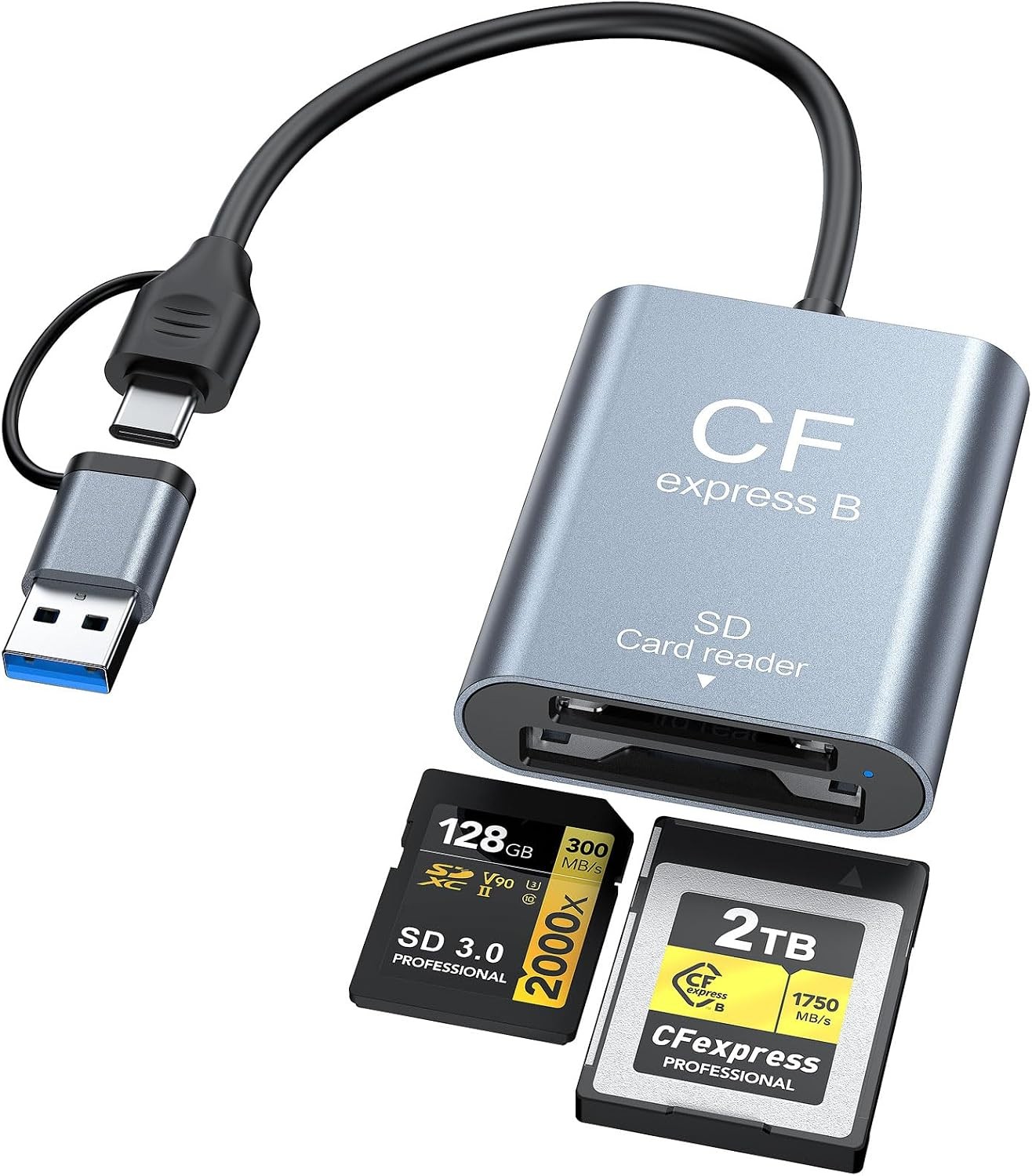 CFexpress Type B & SD Card Reader USB-C USB-A Dual Slot 10Gbps Professional