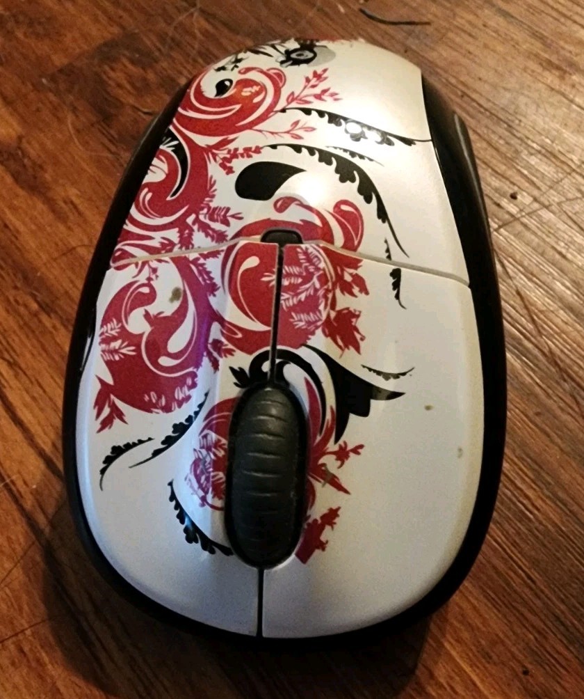 Logitech M305 Wireless Mouse Pink Floral W/ Dongle Notebook Laptop Clean
