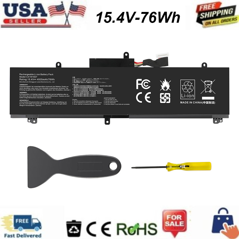 C41N1837 Battery 76Wh For ASUS ROG Zephyrus GU502G GU502GV GA502DU GX502GV 15.4V