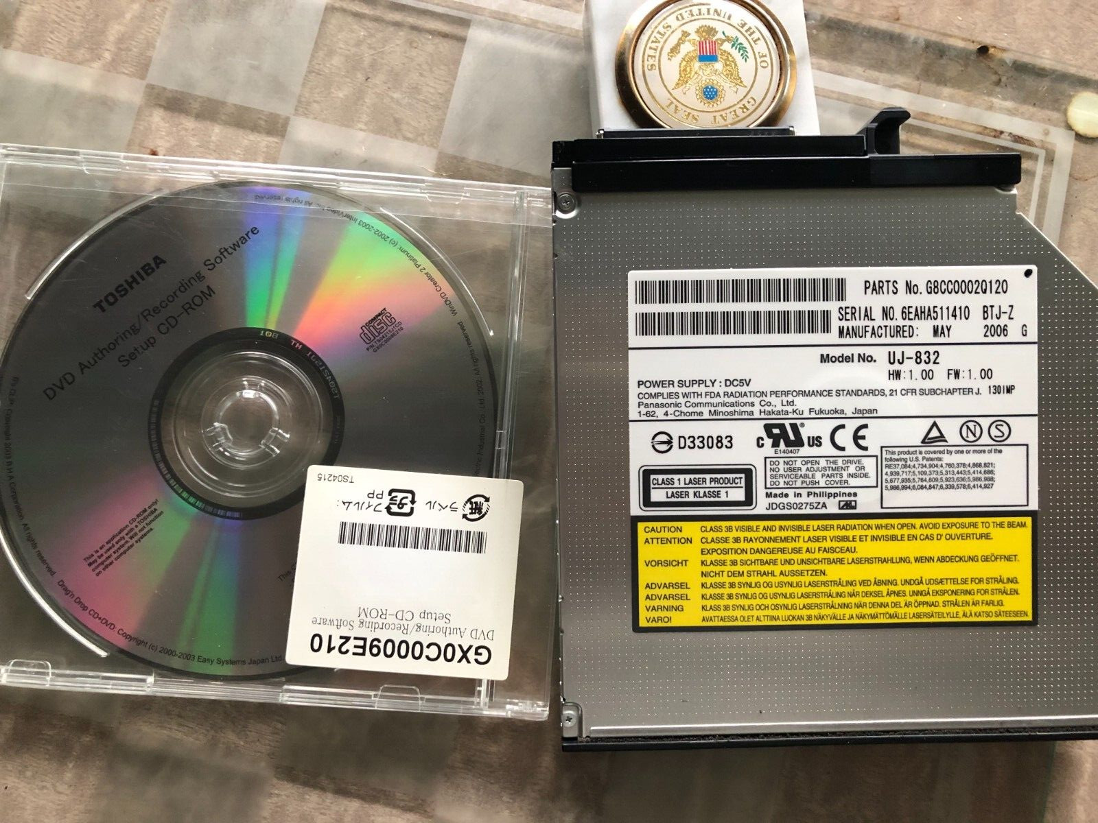 Toshiba Portege M300 M400 M500 M700 S100 CD/DVD Burner PA3473U-1DV6