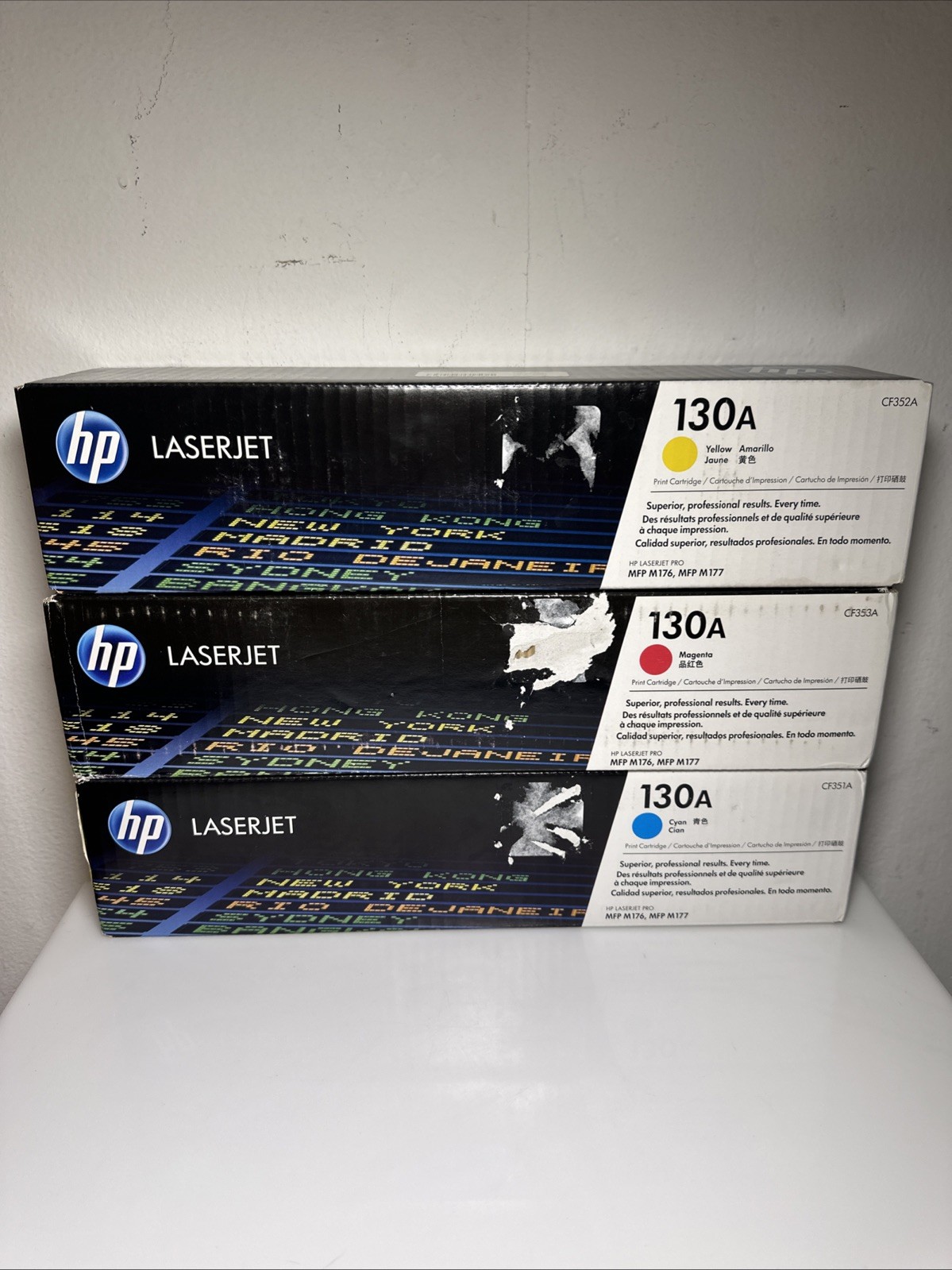 Lot of 3 HP 130A Toner Cartridge / 1X  CF351A/1X  CF352A/ 1X CF353A