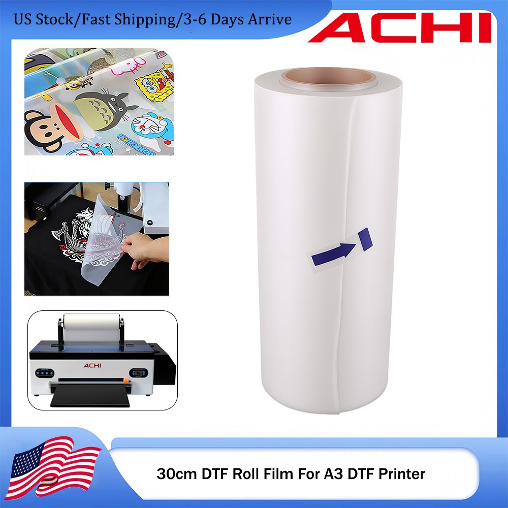 ACHI 11.8〞30*100m Roll Film DTF Transfer Film For Direct Transfer A3 DTF Printer