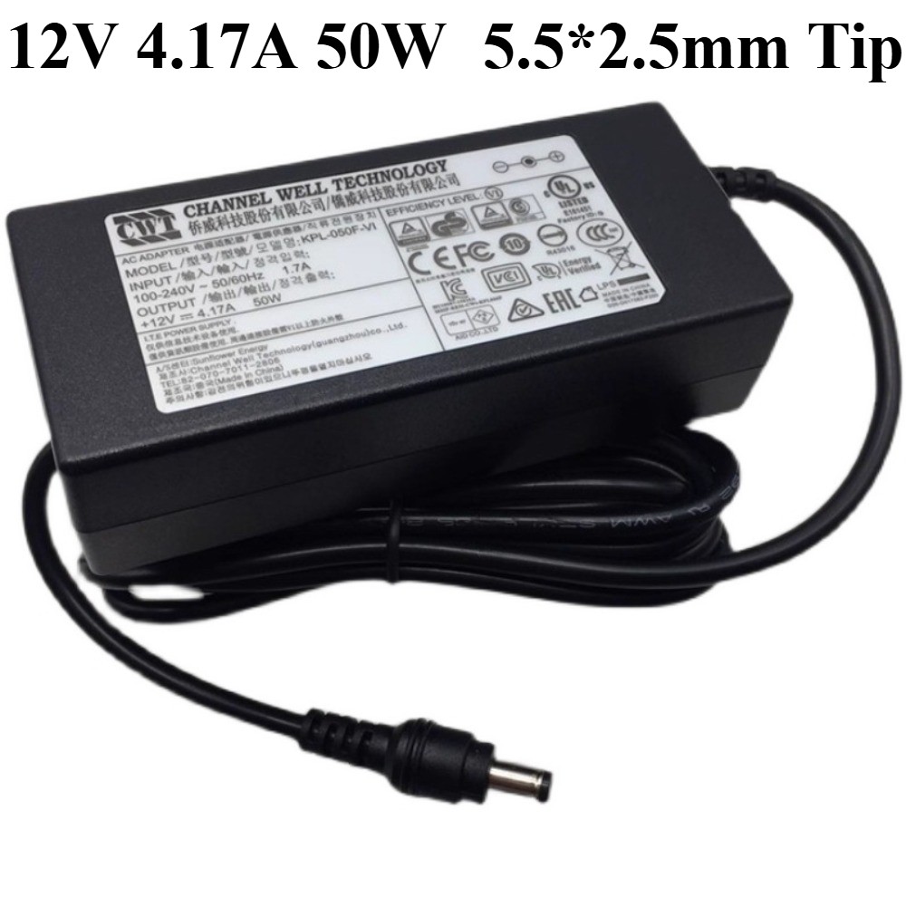 Genuine CWT 12V 4.17A 50W Power Adapter Charger 5.5*2.5mm Tip for Zebra Printer