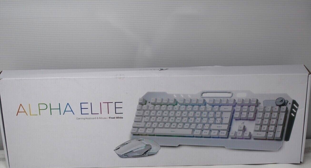 ALPHA ELITE GAMING KEYBOARD&MOUSE BLUETOOTH WIRELESS RGB UNICOLOR FROST/WHT  NEW