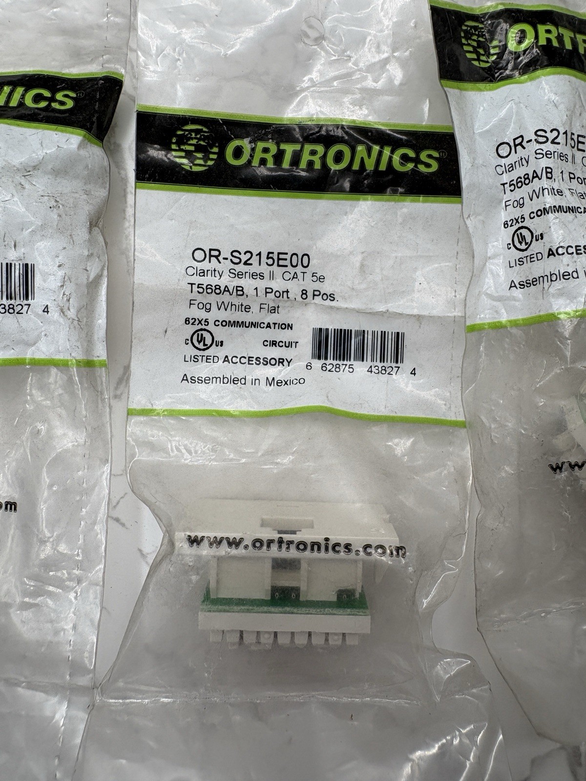 Legrand / Ortronics OR-S215E00 Cat 5 Single Port Jack, Fog white (3pcs)