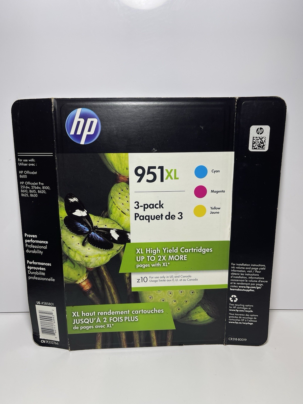 HP 951XL High Yield Color Ink Cartridges Cyan Magenta Yellow 3-Pack Exp: 11/18