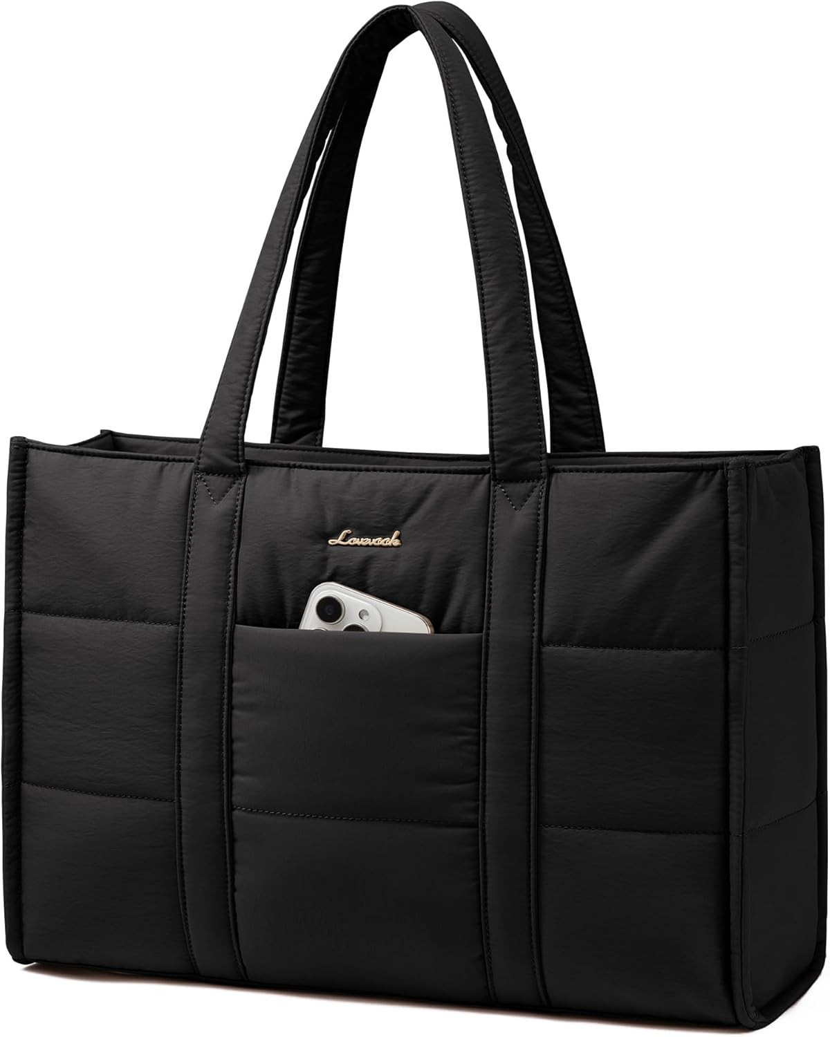 Laptop Bag for Women, Puffer Tote Bag for Work 15.6 Inch Large Computer Briefcas
