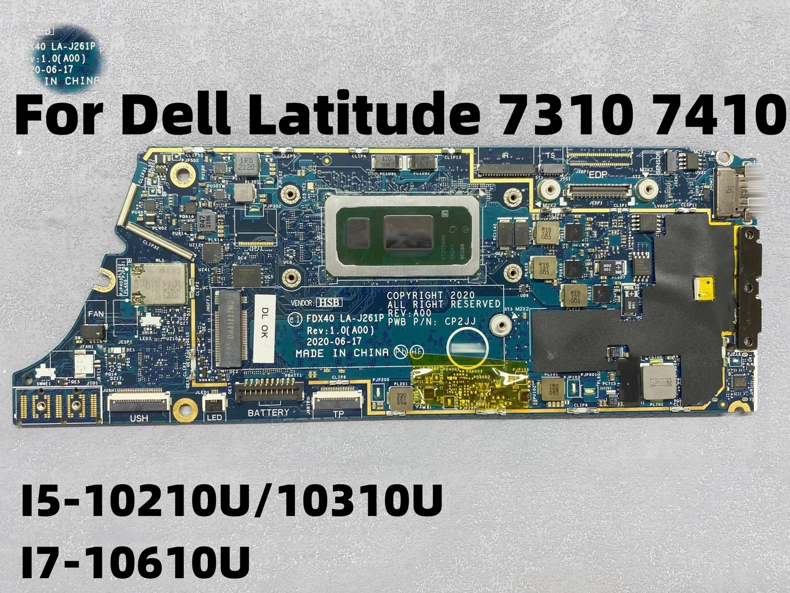 LA-J261P For DELL Latitude 7310 7410 Motherboard I5-10th i7-10th CPU 8G/16G RAM