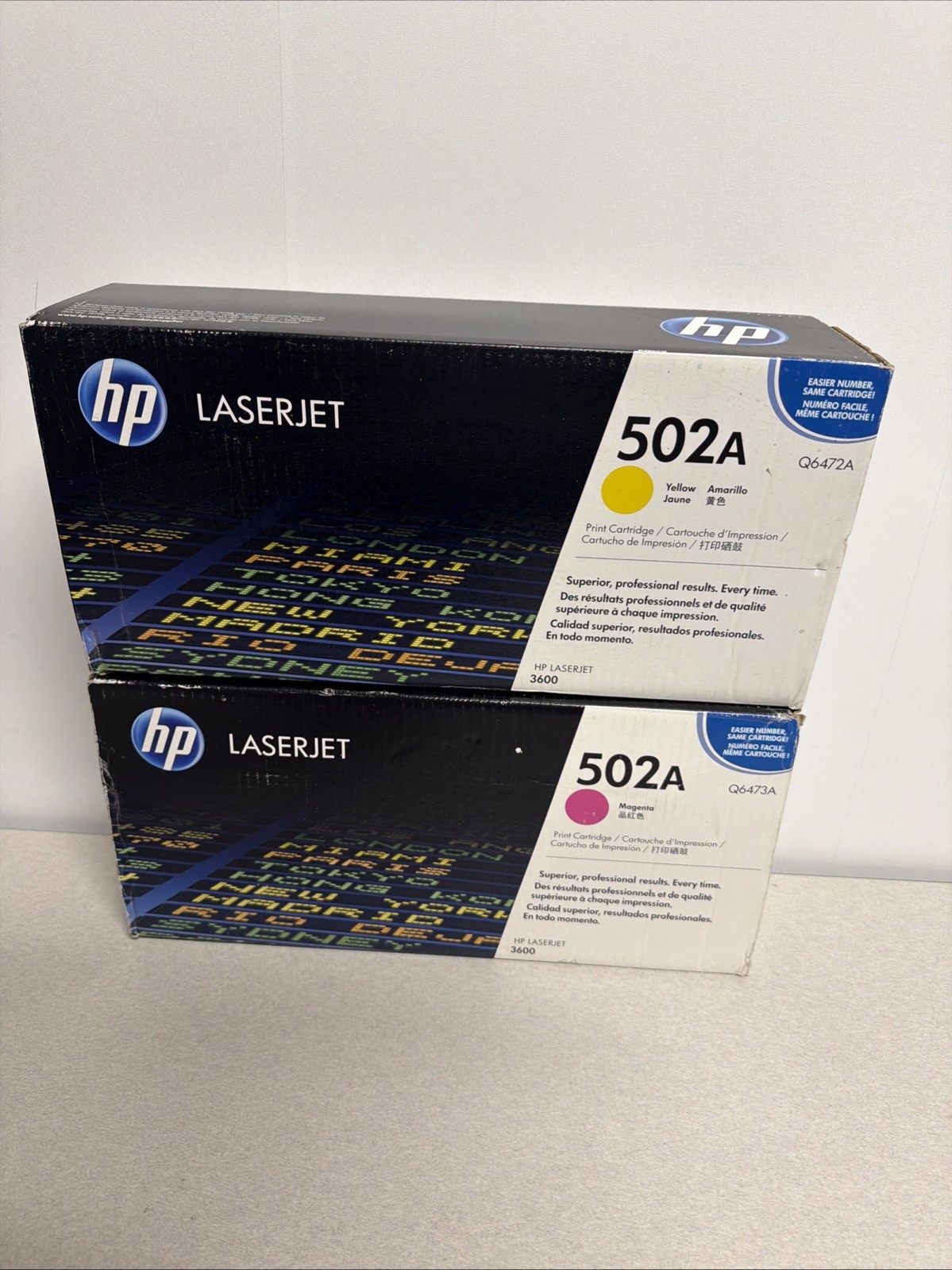 Genuine HP 502A Q6473A, Q6472A Magenta & Yellow Toner Cartridge