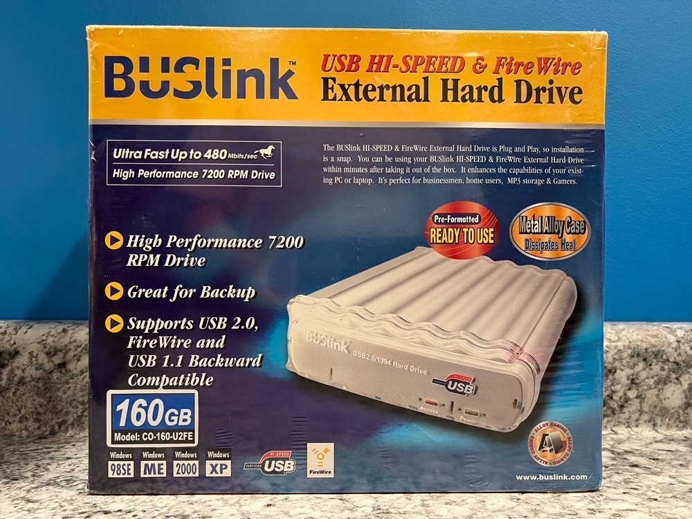 BUSlink 160GB USB 2.0 & FireWire External Hard Drive – Brand New Sealed