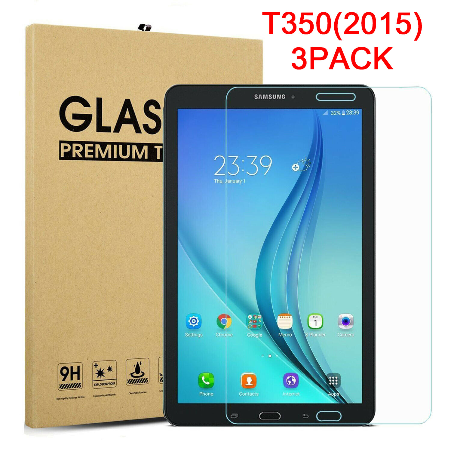 3x Tempered Glass Screen Protector For Samsung Galaxy Tab A 8.0 2015 T350 T355