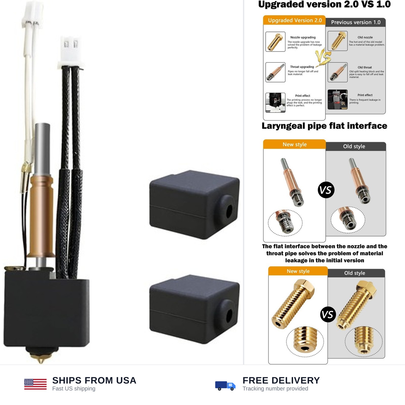 HzdaDeve Hotend upgrade 0.4mm nozzle for Anycubic Kobra 3 Combo V2 3D printer