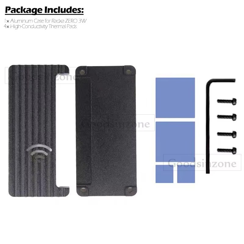 Goodsinzone Aluminum Case for Radxa ZERO 3W, Passive Cooling Metal Shell
