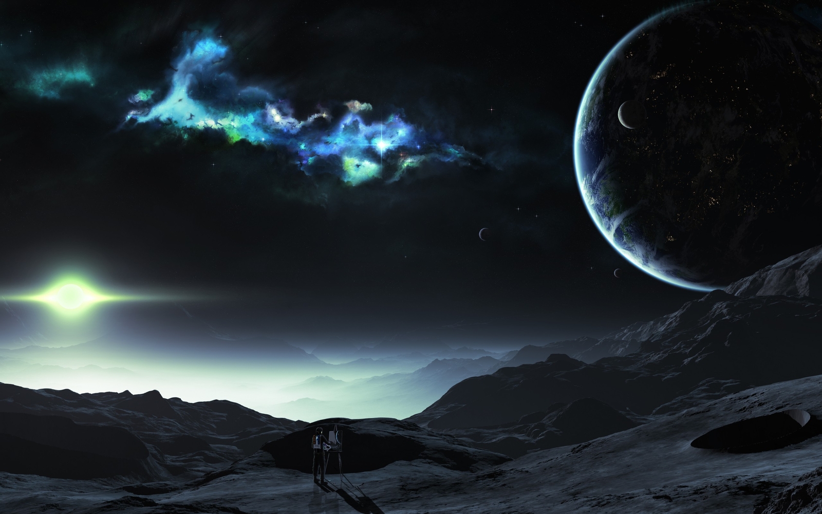 Landscape space planet futuristic art Custom Gaming Mat Desk