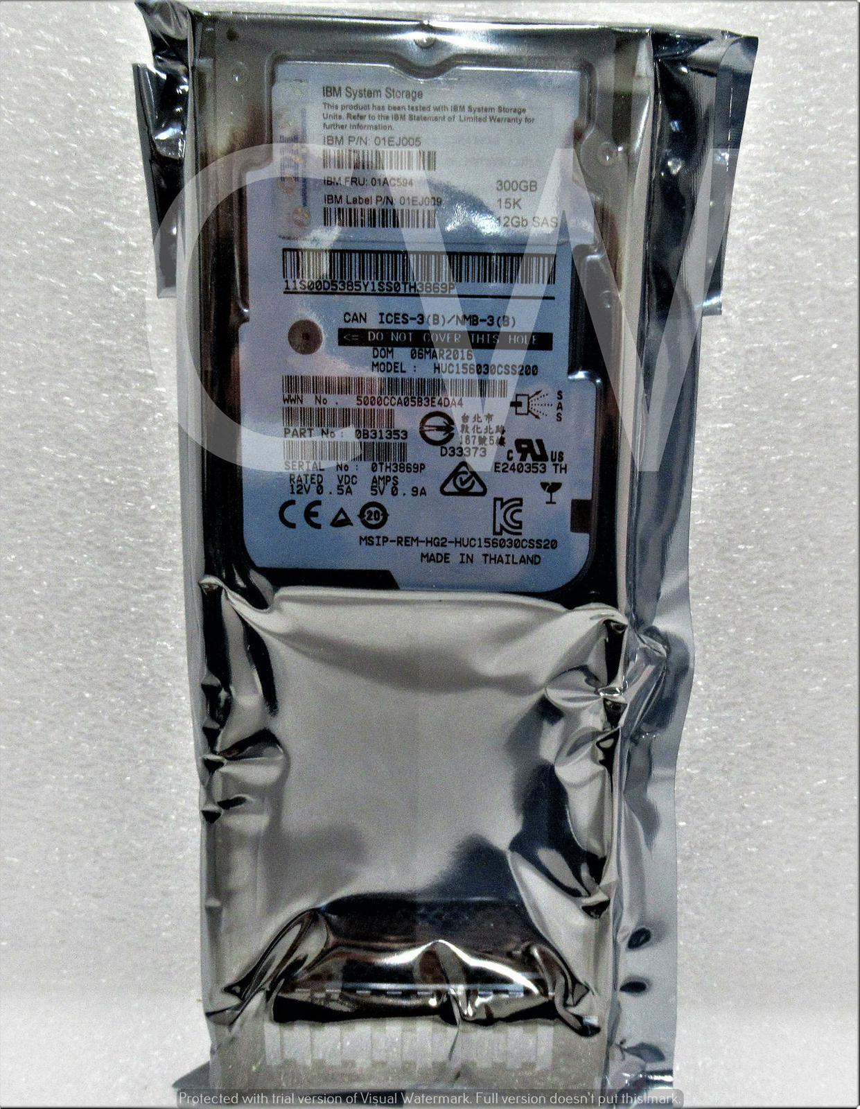 01AC594 01EJ005 01EJ009 IBM 300GB 15K RPM 12Gb/s 2.5" SAS SERVER HDD Hard Drive