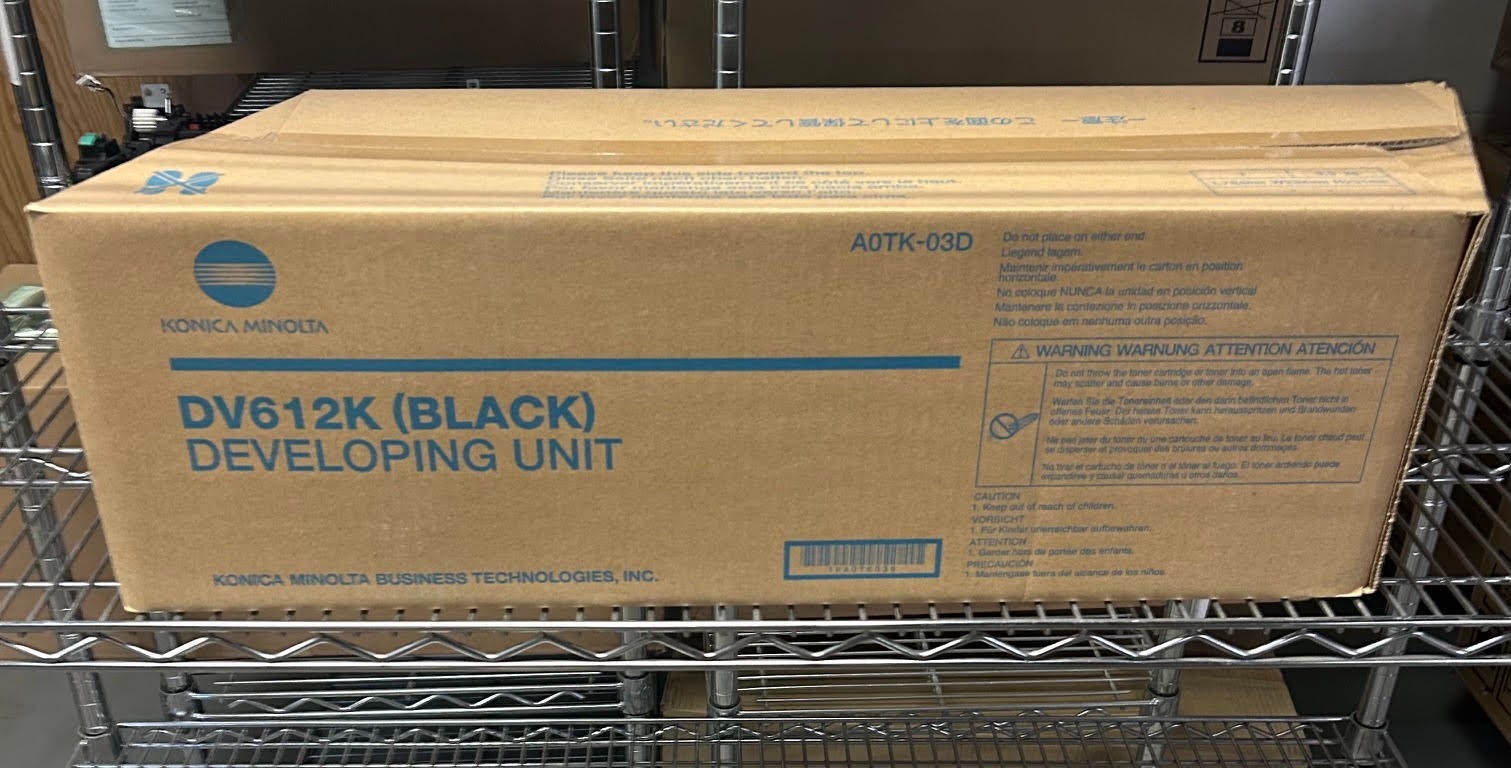 Genuine Konica Minolta A0TK03D (DV612K) Black Developer Unit, OEM SEALED