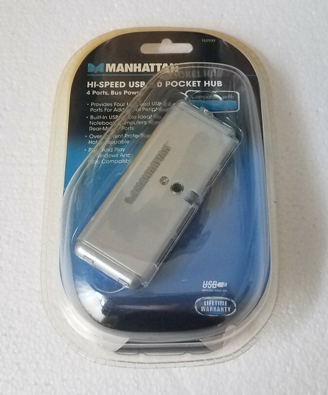 Manhattan 4-Port Hi-Speed USB Pocket Hub - Silver Model No. 160599