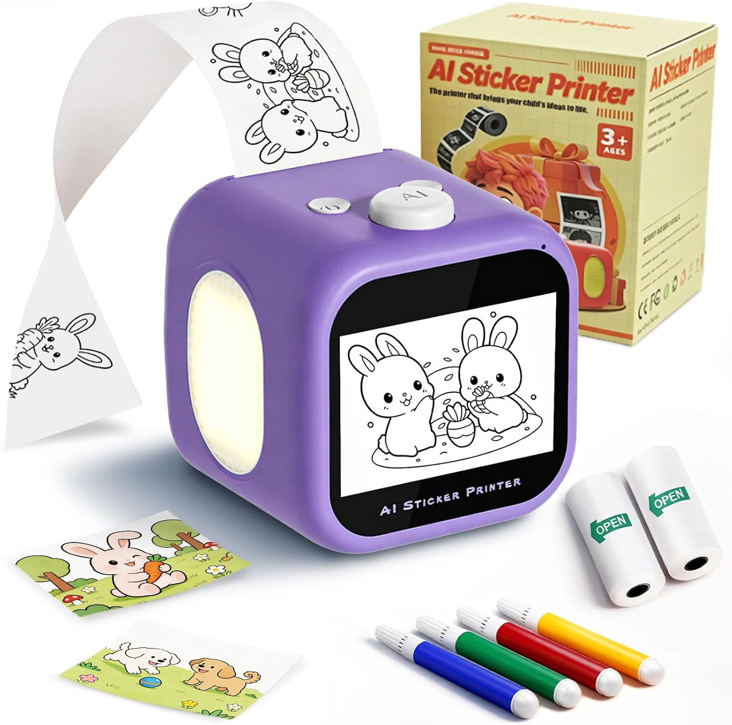AI Voice Sticker Maker for Kids, Mini Inkless Thermal Printer