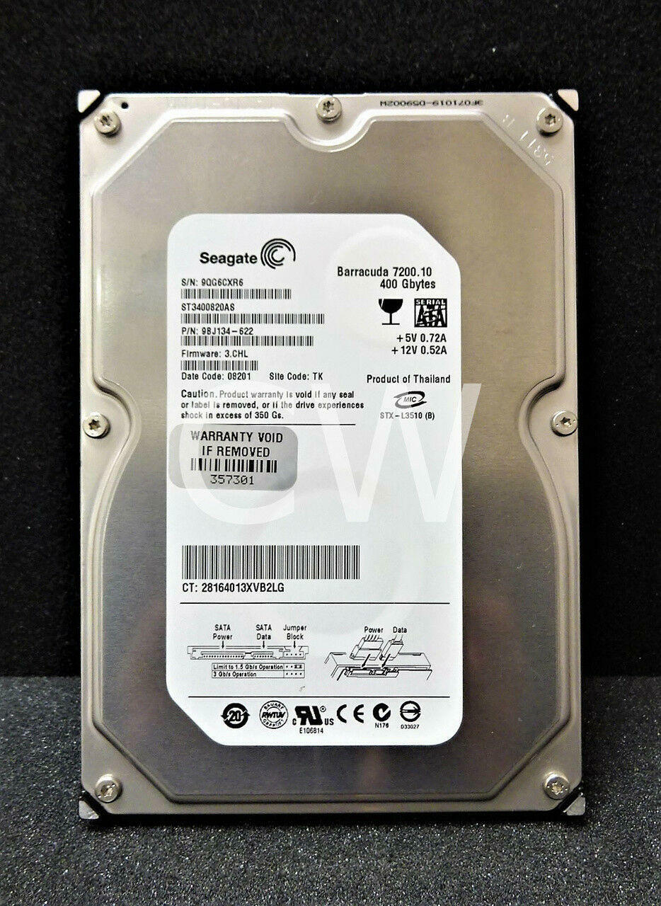 ST3400820AS Seagate 9BJ134-622 400GB 7.2K RPM 3Gb/s 3.5" SATA HDD Hard Drive